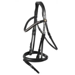 Hans Melzer Horse Equipment Hans Melzer Trense Valluhn schwarz/silber englisches Reithalfter WB (Warmblut)