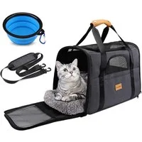 Kityhome Tiertransporttasche Faltbar Hundetransportbox, Katzenbox mit Schultergurt,Transporttasche bis 13 kg, (45*33*35cm),Faltbare Katzentransportbox