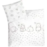 Julius Zöllner Kinderbettwäsche Igelchen, in 100x135cm passt in Babybetten von 70x140cm und 60x120cm, Renforcé, 2 teilig, mit kleinem Igel, 80x80 cm für Wiegen, Stubenwagen und Kinderwagen