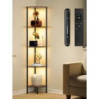 OUTON Stehlampe LED-Bücherregal im Vintage-Stil, 5 Ebenen, dimmbar, 3000K–6500K, gelb/schwarz