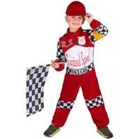 JADEO Kostüm Rennfahrer-Kinderkostüm Motorsport rot-weiss-schwarz-gelb