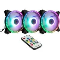 Argus RS-07 RGB Set120x120x25, Gehäuselüfter schwarz, 3er Set inkl. Fernbedienung, 120 mm