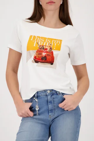 monari - T-Shirt mit Cabrio-Print off-white - Gr. - 44