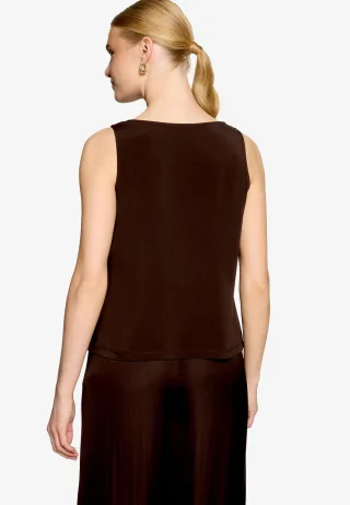 zero - Blusentop mit Wasserfallausschnitt chocolate plum - Gr. - 36