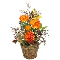 Kunstblume Blumenarrangement 'Dahlien', I.GE.A., Höhe 55 cm, Im Topf Künstliche Blumen Deko Gesteck Herbstdeko Kunstpflanze
