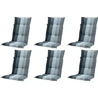 Madison Hochlehnerauflage 6er Set C 404 Gartenstuhl Auflagen Kissen Polster für Hochlehner grau, (Spar-Set, 6 St., 6 Auflagen), für Hochlehner-Stühle UV-beständig inkl. Bindebänder und Halteband