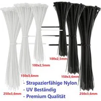 Montegoni Kabelbinder UV Beständig, Hitzebeständig, Premiumqualität (ultra starke Kabelbinder mit 70 kg Zugfestigkeit, 1000-St)