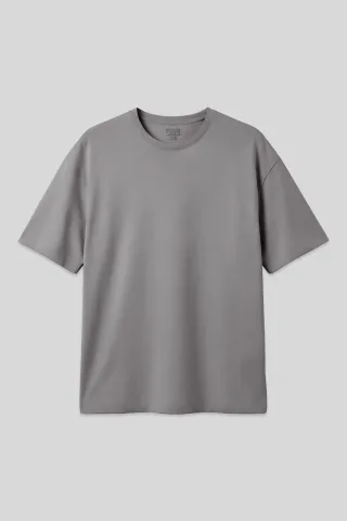 Übergroßes Baumwoll-Crewneck-T-Shirt
