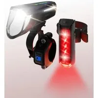 FISCHER Fahrrad Fahrradbeleuchtung LED-Akku-Bel. Set PLUS 100/180 Fernlicht + TWIN STOP
