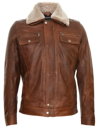 Herren Trucker Shirt Lederjacke-Galway