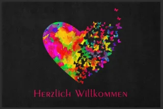 Fussmatte Herzlich Willkommen Herz 4086 | Größe: 60 cm x 45 cm