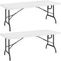 Casaria Gartentisch (2-St), 180x75cm Klappbar 2er Set Wetterfest Garten Camping Buffettisch Party