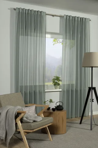 GARDINIA Gardine "GRS Schal Zen Silence mit Gardinenband" 1 Stk. tlg. blickdicht, Kunststoff, Stoff aus 50 % recyceltes Polyester
