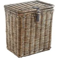 Kobolo Wäschekorb Wäschebehälter Wäschekorb eckig Rattan Kubu-Grey 50x38x56 cm (mit Deckel), Waschekorb