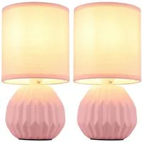 GLOBO LIGHTING Tischleuchte, Leuchtmittel nicht inklusive, Tischlampe Tischleuchte Nachttischlampe Keramik Textil pink 2er Set