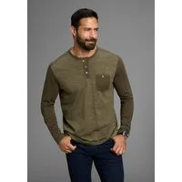 Arizona Longsleeve Langarm, melierte Optik, Rundhalsausschnitt mit Knopfleiste