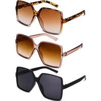 LuxusKollektion Retrosonnenbrille Sonnenbrille 3er Set rechteckig Übergröße UV400 Unisex