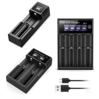 Portable USB LCD Battery Charger 1/2/4 Slots 3.7V Lithium-Ion 1.2V NiMH AAA/AA Rechargeable Batteries Fast Charging