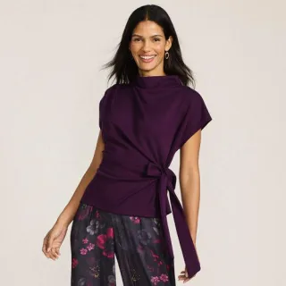 Jerseyshirt mit Knotendetail für Damen in Plus-Größe, Damen, size: plus, Schwarz, by Lands' End
