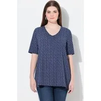 Ulla Popken T-Shirt T-Shirt Trachtenmuster A-Linie V-Ausschnitt