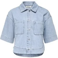 ONLY T-Shirt ONLCLEO LIFE SS CROP DNM SHIRT PIM, Light Blue Denim