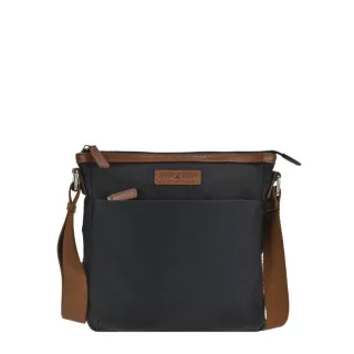 Umhängetasche Nylon schwarz 24x26cm | Greenburry Iris Crossover Bag aus Textil. Leichte Schultertasche mit Reißverschlussvorfach für Damen.