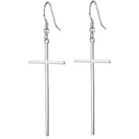 Materia Paar Ohrhänger Damen Silber Kreuz lang SO-265, 925 Sterling Silber, rhodiniert