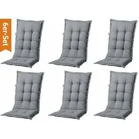 Madison Hochlehnerauflage 6er Set A 046 Gartenstuhl Auflagen Kissen Polster für Hochlehner, (Spar-Set, 6 St., 6 Auflagen), für Hochlehner-Stühle UV-beständig inkl. Bindebänder und Halteband