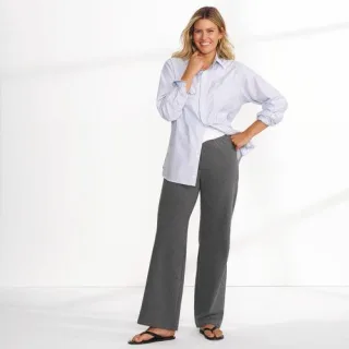 Starfish Jersey-Freizeithose mit weitem Bein, Damen,  Grau, Baumwoll-Mischung, by Lands' End
