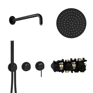 Herzbach MODUL7 Hebelmischer-Set H-RB250 Wandarm Regenbrause Ø250mm Schwarz matt, 70.702712.1.12 70.702712.1.12