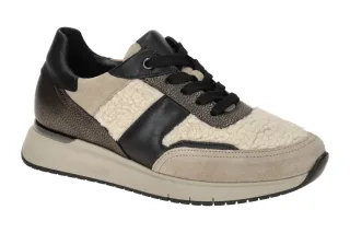 Gabor 76.445 - Damen Halbschuhe beige/schwarz, Echtleder, Komfort-Fu?bett