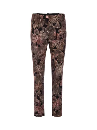 Marc Cain Collections - Hose SYDNEY Slim Fit mit Blumenprint black - Gr. - 46