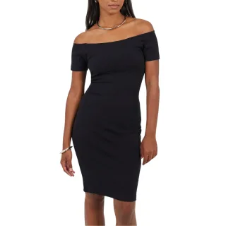 Brave Soul - Bodycon Kleid für Damen, Schulterfrei, kurzärmlig (Schwarz)