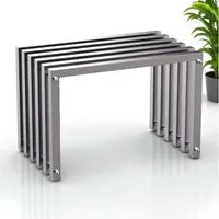 DanDiBo Sitzhocker Edelstahl Modern Wetterfest Metall Massiv 96643 Sitzbank 60 cm, Edelstahl Outdoor Garten Hocker Lamellenbank Lamellenhocker
