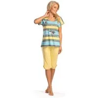 Consult-Tex Capri-Pyjama Damen Capri Pyjama Schlafanzug DF801 (Spar-Set, 1 Set) Oberteil mit allover Druck