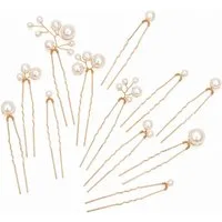 ANNIS WIESBADEN EST. 2021 Haarnadeln Perlen-Haarnadel Set gold, 12 Stück verschiedene Größen, Brautschmuck, Set, Set bestehend aus 12 Perlen-Haarnadeln