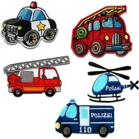 Catch the Patch Aufnäher Bügelbild, Aufbügler, Applikationen, Patches, Flicken, zum aufbügeln, Polyester, Aufnäher für Kinder - Polizei Feuerwehr Set 5 Stück