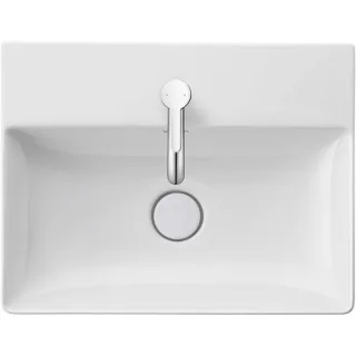 Duravit DuraSquare Waschtisch 2356500071 50x40cm, ohne Überlauf, mit Hahnlochbank, geschliffen, 1 Hahnloch, weiß
