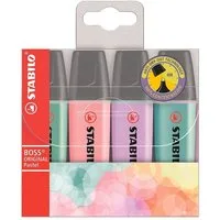 STABILO Marker BOSS® Original Pastell, (4-tlg), Textmarker Pastellfarben
