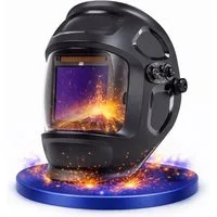 NTG Nutzfahrzeug Technik GmbH Schweißhelm Automatik 4 Sensoren DIN 5–13 Schweißmaske Schleifen Schweißschild, extra großes Sichtfeld + 4 High-Speed-Sensoren Abdunkelung