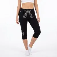 Steigenhöfer Manufaktur Lederhose Damen Lookalike - Kniebund Jogginghose - Kordelzug im Lederhosen Look Kniebund Jogging Damen Shorts Tracht - Oktoberfest Damen Outfit