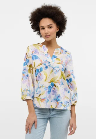 ETERNA - Bluse Satingewebe 3/4-Arm blau - Gr. - 42/Dreiviertelarm