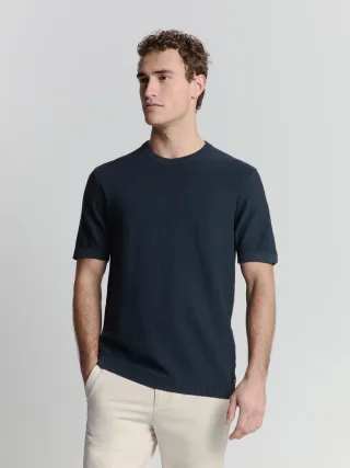 No Excess - Pullover Short Sleeve Crewneck Solid Slub Knit night - Gr. - XL