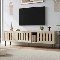 Merax Lowboard mit durchbrochenen Holzleisten (TV-Schrank TV-Möbel Fernsehtisch Fernsehschrank, 1 St), TV-Ständer mit drei Türen und großzügigem Stauraum, 160x40x47cm