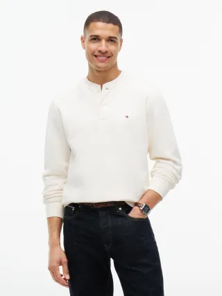 REG ESSENTIAL FLEECE HENLEY Ivory Petal - Gr. - S