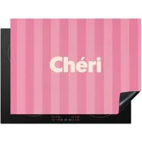 MuchoWow Herd-Abdeckplatte Gestreift - Rosa - Chéri, Vinyl, (1 tlg), Küche Herdabdeckung Ceranfeld Induktionsfeld Vinyl, 65x50 cm