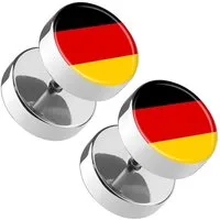 Taffstyle Paar Ohrstecker Ohrringe Fanartikel Fahne Schmuck Fussball Frauen Männer Deutschland, Ohrstecker WM EM Fake Flesh Plug Flagge Handball Eishockey Basketball