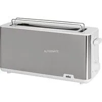 Langschlitz-Toaster PurShine HT 1610 WH edelstahl/weiß, 1.030 Watt, für 2 Scheiben Toast