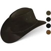 BLACK FOREST FOX Cowboyhut MELBOURNE Unisex Cowboy Western Wickel Rindsleder Hut Brown Größe XXL