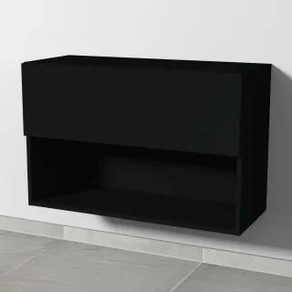 Sanipa 4balance Anbauschrank mit 1 Auszug und 1 offenem Fach, Schwarz-Matt, DL11108 DL11108